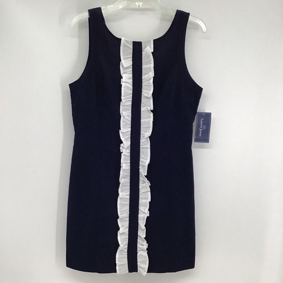 Lauren James Bailey Seersucker Dress Casual Summer Resort Navy NWT Size Medium - Picture 10 of 10